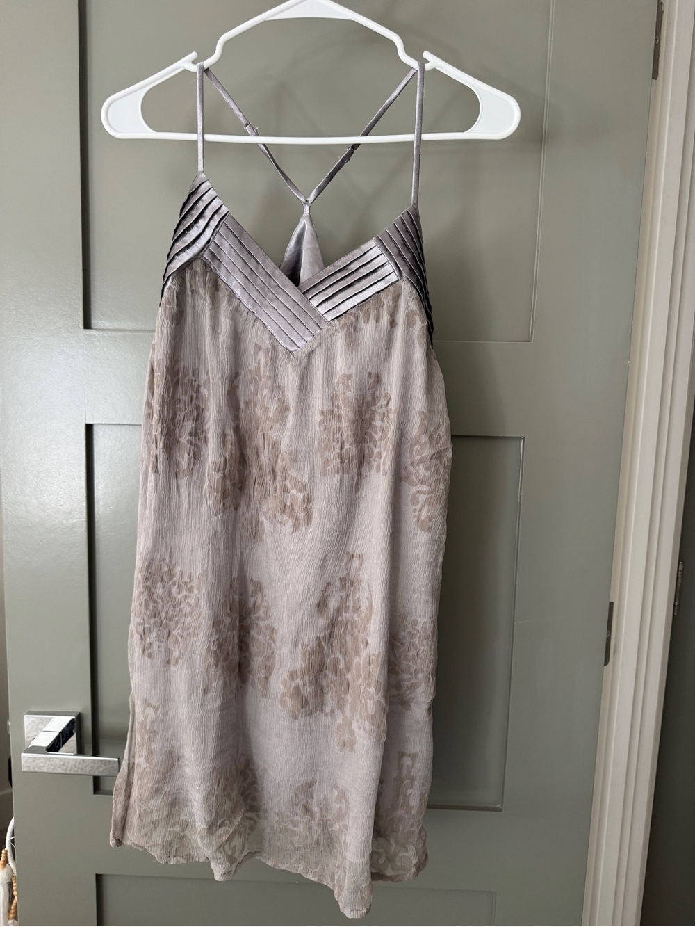 Forever 21 Taupe Floral Satin-Trim Slip Dress